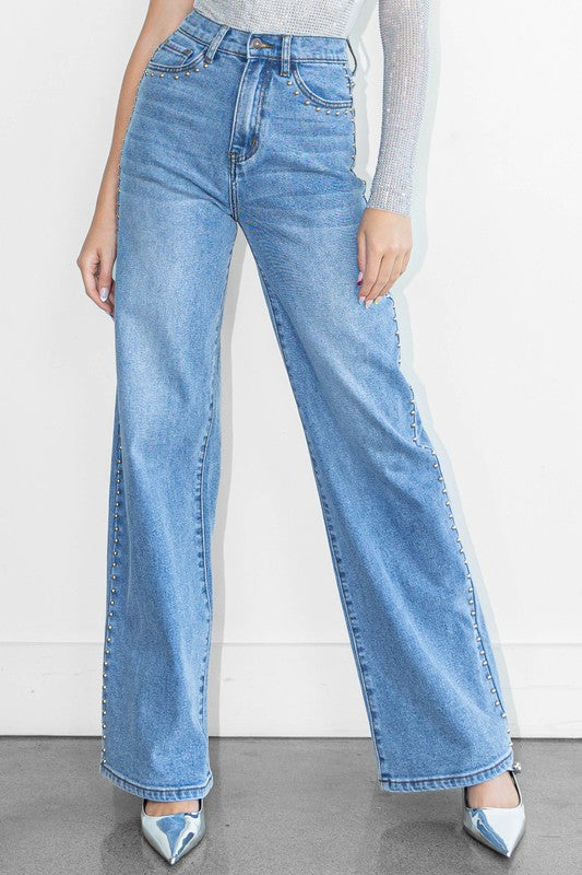 Studded Wide Leg Jeans