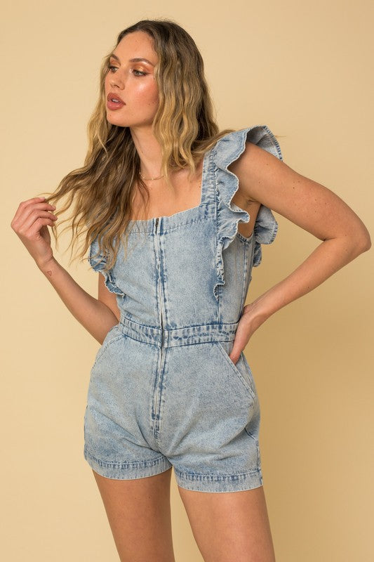 Talk That Talk Denim Romper