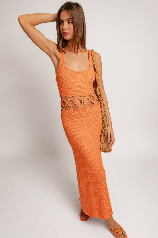 On Vacay Crochet Midi Dress