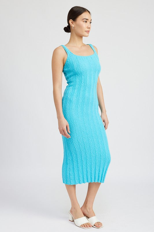 Organic Contour Rib Wide Scoop Midi Dress by Ceres Life Online, THE ICONIC