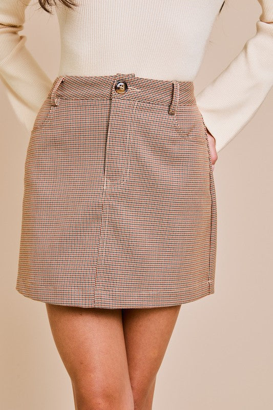 In Love Houndstooth Skirt