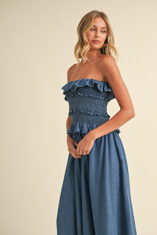 On & On Denim Midi Dress